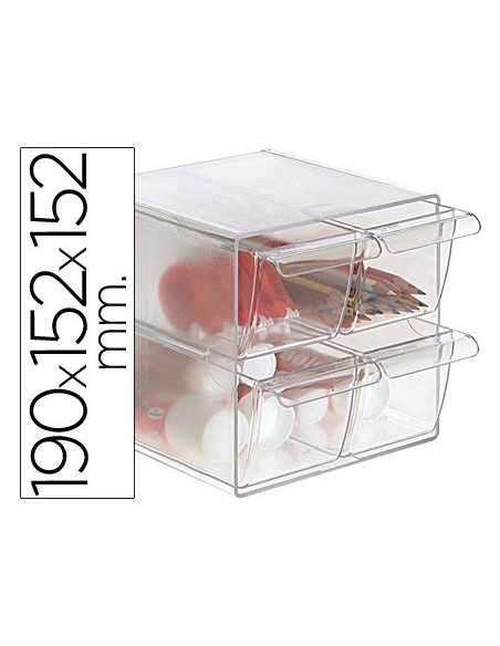 ARCHICUBO ARCHIVO 2000 4 CAJONES ORGANIZADOR MODULAR PLASTICO 190X150X150 MM INCLUYE 2 CLIPS DE SUJECION