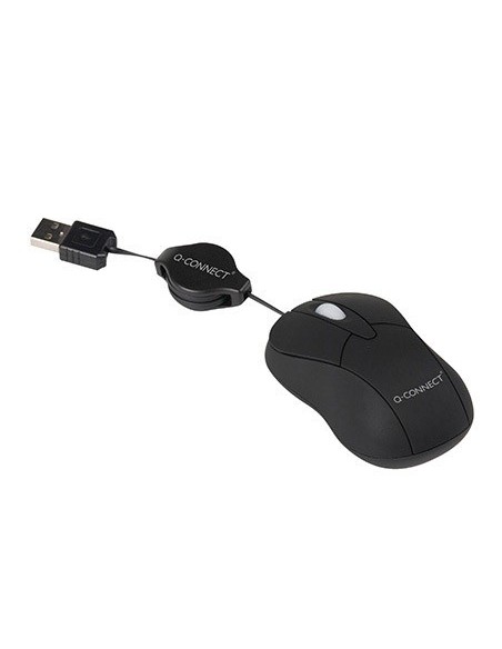 RATON Q-CONNECT MINI OPTICO 800 DPI RETRACTIL USB 1,5 GHZ NEGRO