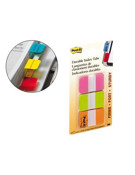 BANDERITAS SEPARADORAS RIGIDAS DISPENSADOR 3 COLORES POST-IT INDEX 686-PGO MEDIANOS22 BANDERITAS POR COLOR