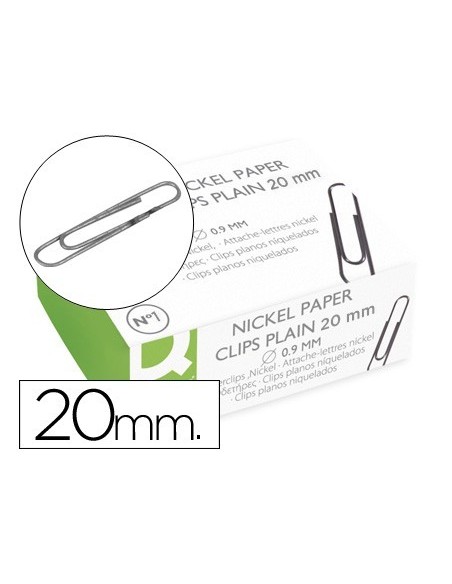 CLIPS NIQUELADOS Q-CONNECT N.1 20 MM CAJA DE 100 UNIDADES