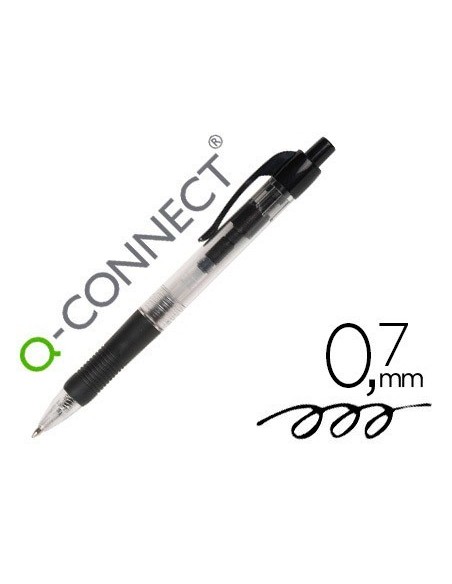 BOLIGRAFO Q-CONNECT NEGRO RETRACTIL CON SUJECION DE CAUCHO