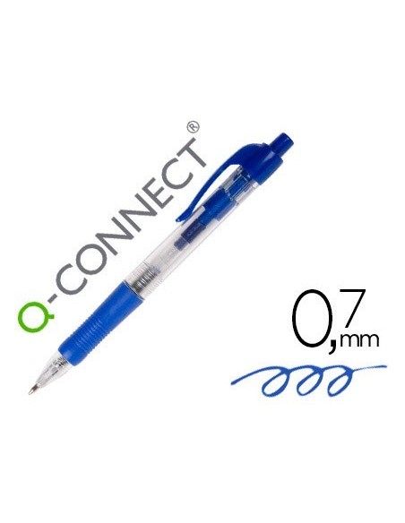 BOLIGRAFO Q-CONNECT AZUL RETRACTIL -CON SUJECION DE CAUCHO
