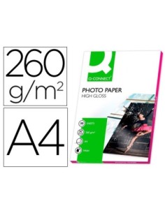 PAPEL Q-CONNECT FOTO GLOSSY DIN A4 ALTA CALIDAD DIGITAL PHOTO PARA INK-JET BOLSA DE 50 HOJAS DE 260 GR