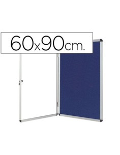 VITRINA DE ANUNCIOS Q-CONNECT MURAL PEQUEÑA FIELTRO AZUL CON PUERTA Y MARCO CON CERRADURA 72X98 CM