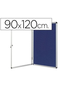 VITRINA DE ANUNCIOS Q-CONNECT MURAL GRANDE FIELTRO AZUL CON PUERTA Y MARCO CON CERRADURA 120X90 CM