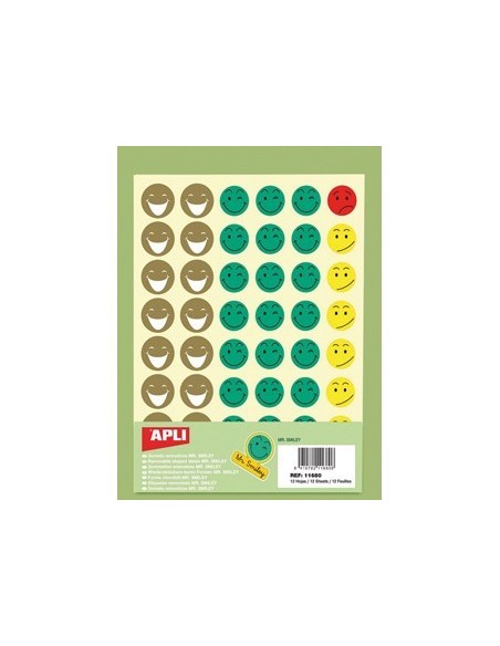 GOMETS ESCOLAR CARAS MR SMILEY BOLSA DE 12 HOJAS