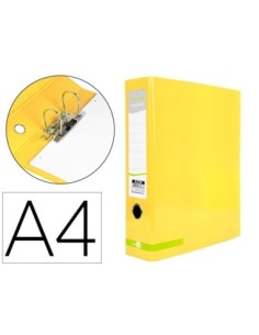 ARCHIVADOR DE PALANCA LIDERPAPEL A4 COLOR SYSTEM FORRADO SIN RADO LOMO 80MM AMARILLO COMPRESOR METALICO