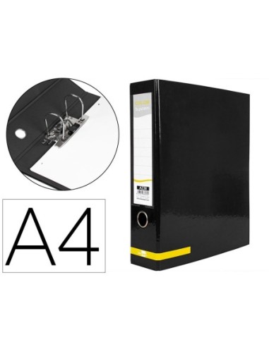 ARCHIVADOR DE PALANCA LIDERPAPEL A4 COLOR SYSTEM FORRADO SIN RADO LOMO 80MM NEGRO COMPRESOR METALICO