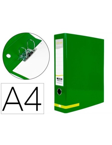 ARCHIVADOR DE PALANCA LIDERPAPEL A4 COLOR SYSTEM FORRADO SIN RADO LOMO 80MM VERDE COMPRESOR METALICO