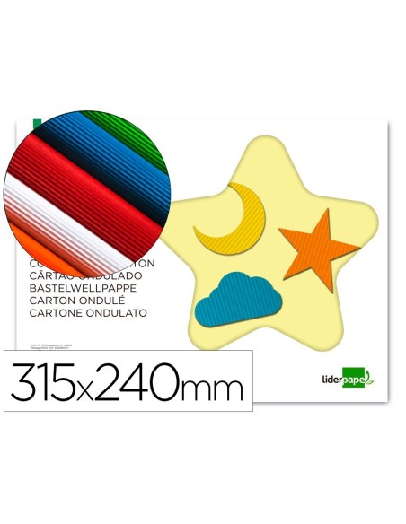 BLOC TRABAJOS MANUALES LIDERPAPEL CARTON ONDULADO 240X315MM 10 HOJAS COLORES SURTIDOS