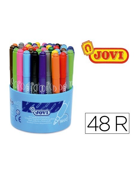 ROTULADOR JOVI MAXI 13 MM BOTE DE 48 UNIDADES 12 COLORES4 UNIDADES DE CADA COLOR.