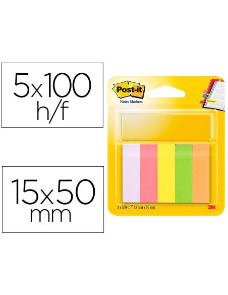BLOC DE NOTAS ADHESIVAS QUITA Y PON POST-IT 15 X 50 MM COLORES SURTIDOS MININOTAS 670/5