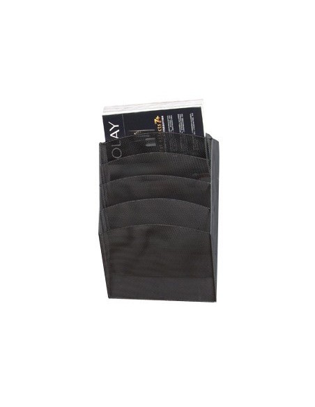 EXPOSITOR MURAL Q-CONNECT DE PARED 5 BANDEJAS DIN A4 NEGRO 9,3X31,5X44 CM