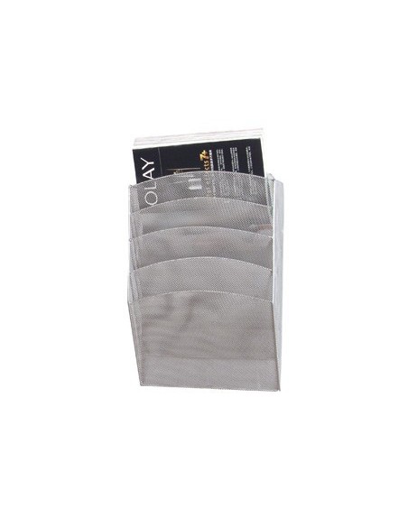 EXPOSITOR MURAL Q-CONNECT DE PARED 5 BANDEJAS DIN A4 PLATEADO 9,3X31,5X44 CM