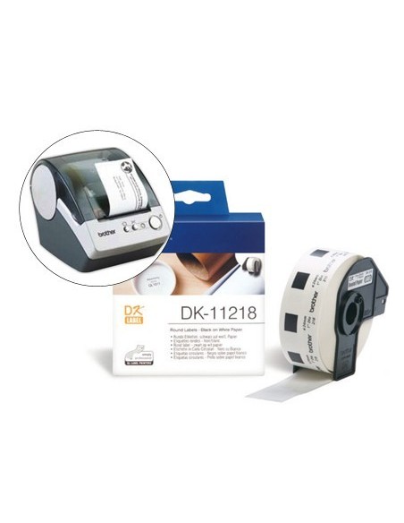 ETIQUETA BROTHER DK11218 PARA IMPRESORAS QL-CIRCULARES 24 MM -1000 ETIQUETAS-