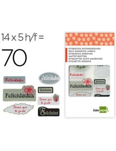 ETIQUETAS LIDERPAPEL FELICIDADES / DESEO QUE TE GUSTE SOBRE DE 70 UNIDADES