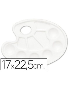 PALETA PLASTICO LIDERCOLOR OVALADA 10 HUECOS DIESTROS TAMAÑO 17X22,5CM