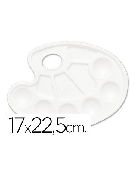 PALETA PLASTICO LIDERCOLOR OVALADA 10 HUECOS DIESTROS TAMAÑO 17X22,5CM