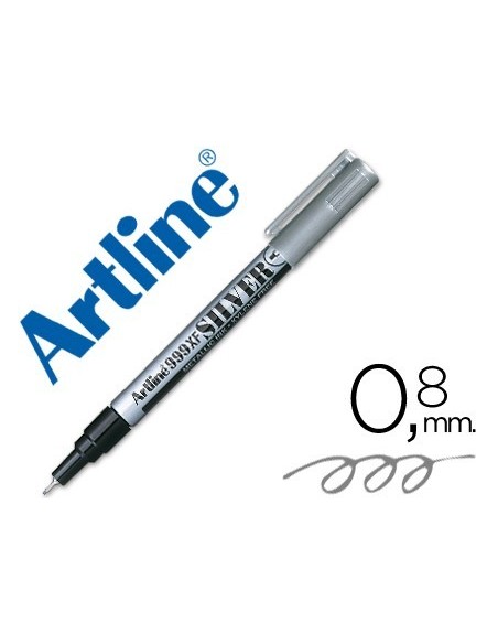 ROTULADOR ARTLINE MARCADOR PERMANENTE TINTA METALICA EK-999 PLATA PUNTA REDONDA 0.8 MM