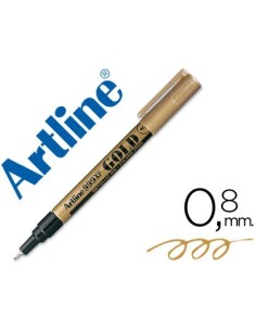 ROTULADOR ARTLINE MARCADOR PERMANENTE TINTA METALICA EK-999 ORO PUNTA REDONDA 0.8 MM