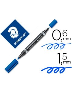 ROTULADOR STAEDTLER LUMOCOLOR PERMANENTE DUO 348 AZUL PUNTA F 0,6 MM PUNTA M 1,5 MM