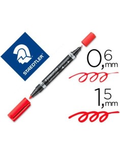 ROTULADOR STAEDTLER LUMOCOLOR PERMANENTE DUO 348 ROJO PUNTA F 0,6 MM PUNTA M 1,5 MM