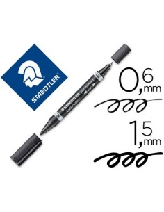ROTULADOR STAEDTLER LUMOCOLOR PERMANENTE DUO 348 NEGRO PUNTA F 0,6 MM PUNTA M 1,5 MM