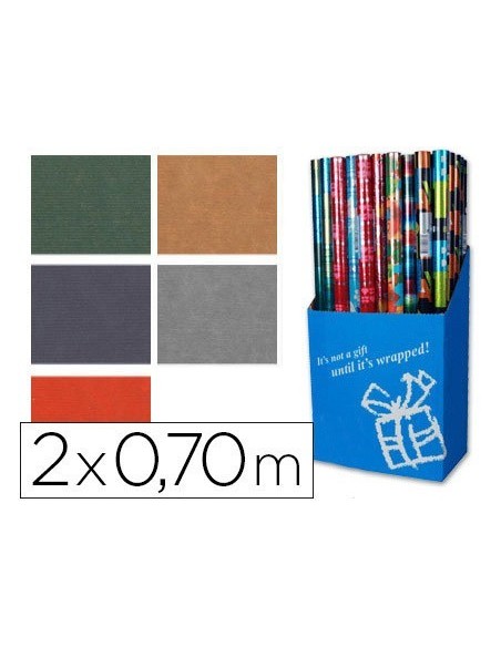 PAPEL DE REGALO COLORES LISOS KRAFT ROLLO DE 2 X 0,70 MT 60 GR