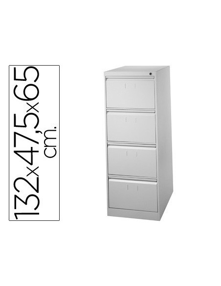 FICHERO CAJONES DE SUELO METAL 4 CAJONES 132 CM ALTO 65 CM PROF 47,5 ANCHO COLOR GRIS 75 GUIAS TELESCOPIC ANTIVUELC