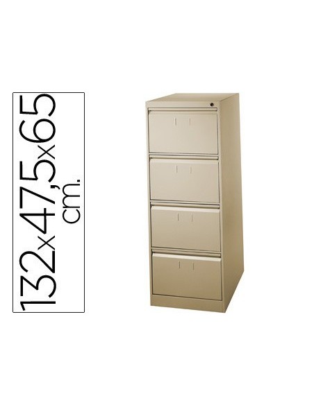 FICHERO CAJONES DE SUELO METAL 4 CAJONES 132 CM ALTO 65 CM PROF 47,5 ANCHO COLOR BEIGE N.34 GUIAS TELESCOP ANTIVUELC