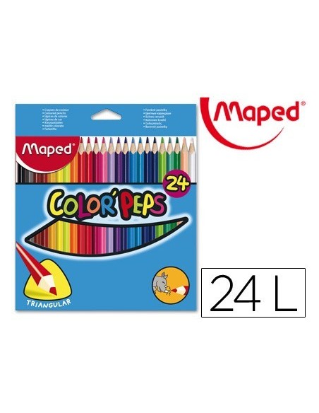 LAPICES DE COLORES MAPED TRIANGULARES CAJA DE 24 UNIDADES COLORES SURTIDOS