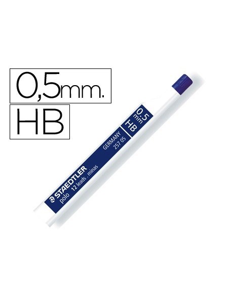 MINAS STAEDTLER GRAFITO 0,5 MM HB POLO 257 TUBO CON 12 MINAS
