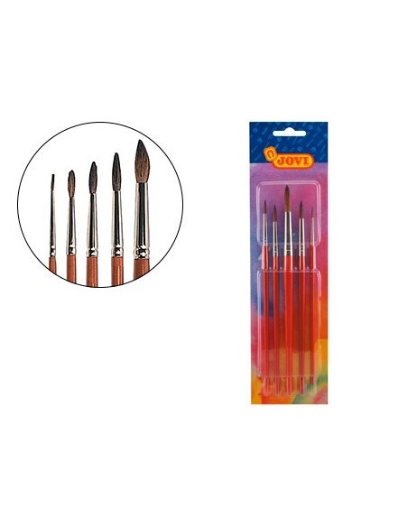 PINCELES ACUARELA JOVI BLISTER DE 5 UNIDADES SURTIDAS