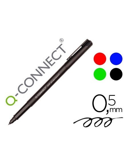 ROTULADOR Q-CONNECT RETROPROYECCION PUNTA FIBRA SUPER FINA REDONDA 0.5 MM PERMANENTE BOLSA 4 ROTULADORES