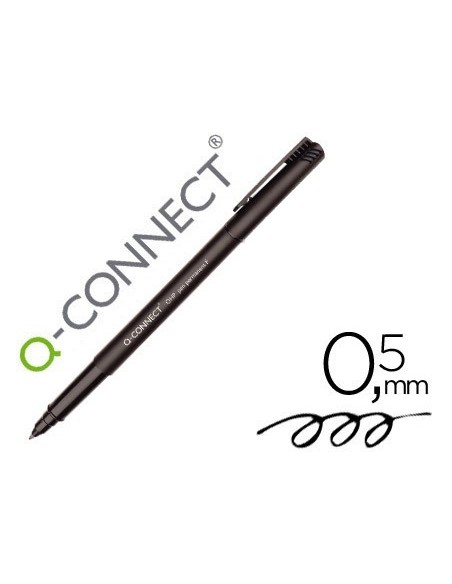 ROTULADOR Q-CONNECT RETROPROYECCION PUNTA FIBRA SUPER FINA REDONDA 0.5 MM PERMANENTE NEGRO