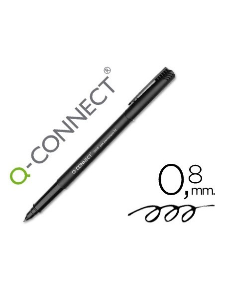 ROTULADOR Q-CONNECT RETROPROYECCION PUNTA FIBRA MEDIA REDONDA 0.8 MM PERMANENTE NEGRO