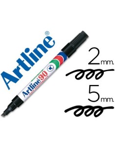 ROTULADOR ARTLINE MARCADOR PERMANENTE EK-90 NEGRO PUNTA BISELADA 5 MM PAPEL METAL Y CRISTAL