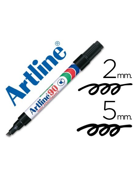 ROTULADOR ARTLINE MARCADOR PERMANENTE EK-90 NEGRO PUNTA BISELADA 5 MM PAPEL METAL Y CRISTAL
