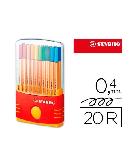 ROTULADOR STABILO PUNTA DE FIBRA POINT 88 COLOR PARADE ESTUCHE DE 20 ROTULADORES