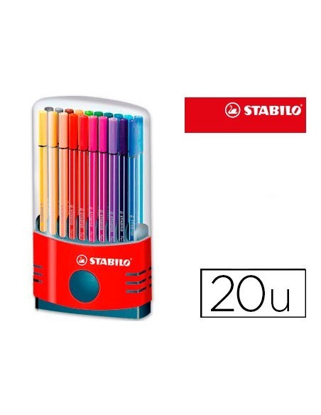 ROTULADOR STABILO PUNTA DE FIBRA PEN 68 COLOR PARADE ESTUCHE DE 20 ROTULADORES