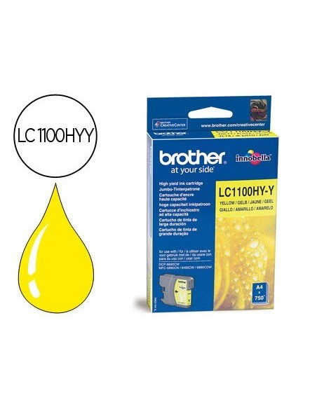 INK-JET BROTHER LC-1100Y AMARILLO ALTA CAPACIDAD 750 PAG