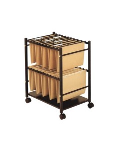 CARRITO PARA CARPETAS COLGANTES Q-CONNECT NEGRO CON RUEDAS PARA CARPETAS TAMAÑO FOLIO CARRO FIJO