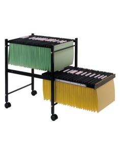 CARRITO Q-CONNECT PARA CARPETA S COLGANTES NEGRO CON RUEDAS YBANDEJA INFERIOR EXTRAIBLE PARA CARPETAS TAMAÑO FOLIO