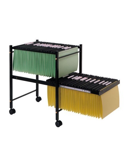 CARRITO Q-CONNECT PARA CARPETA S COLGANTES NEGRO CON RUEDAS YBANDEJA INFERIOR EXTRAIBLE PARA CARPETAS TAMAÑO FOLIO