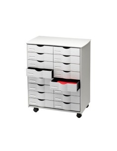 MUEBLE AUXILIAR FAST-PAPERFLOW PARA OFICINA NEGRO 16 CAJONES EN 2 COLUMNAS GRIS5X382 71,5X58X34,3 CM