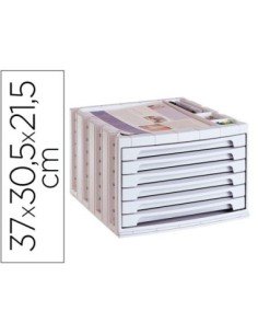 FICHERO CAJONES DE SOBREMESA Q-CONNECT 305X370X215 MM BANDEJA ORGANIZADORA SUPERIOR 6 CAJONES GRIS OPACO