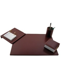 ESCRIBANIA SOBREMESA Q-CONNECT POLIPIEL JUEGO DE 4 PIEZAS COLOR MARRON FABRICADA EN UBRIQUE