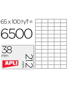 ETIQUETA ADHESIVA APLI 1283 TAMAÑO 38X21.2MM PARA FOTOCOPIADORA LASER INK-JET CAJA CON 100 HOJAS DIN A4
