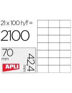ETIQUETA ADHESIVA APLI 1276 TAMAÑO 70X42,4 MM PARA FOTOCOPIADORA LASER INK-JET CAJA CON 100 HOJAS DIN A4