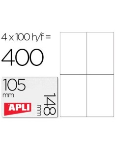 ETIQUETA ADHESIVA APLI 1280 TAMAÑO 105X148 MM PARA FOTOCOPIADORA LASER INK-JET CAJA CON 100 HOJAS DIN A4